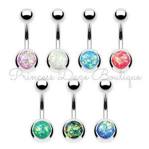 Silverโ Opal Belly Button Rings